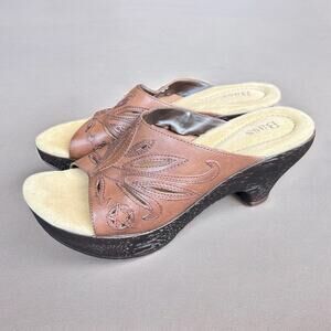 bass vintage style brown mules sandals